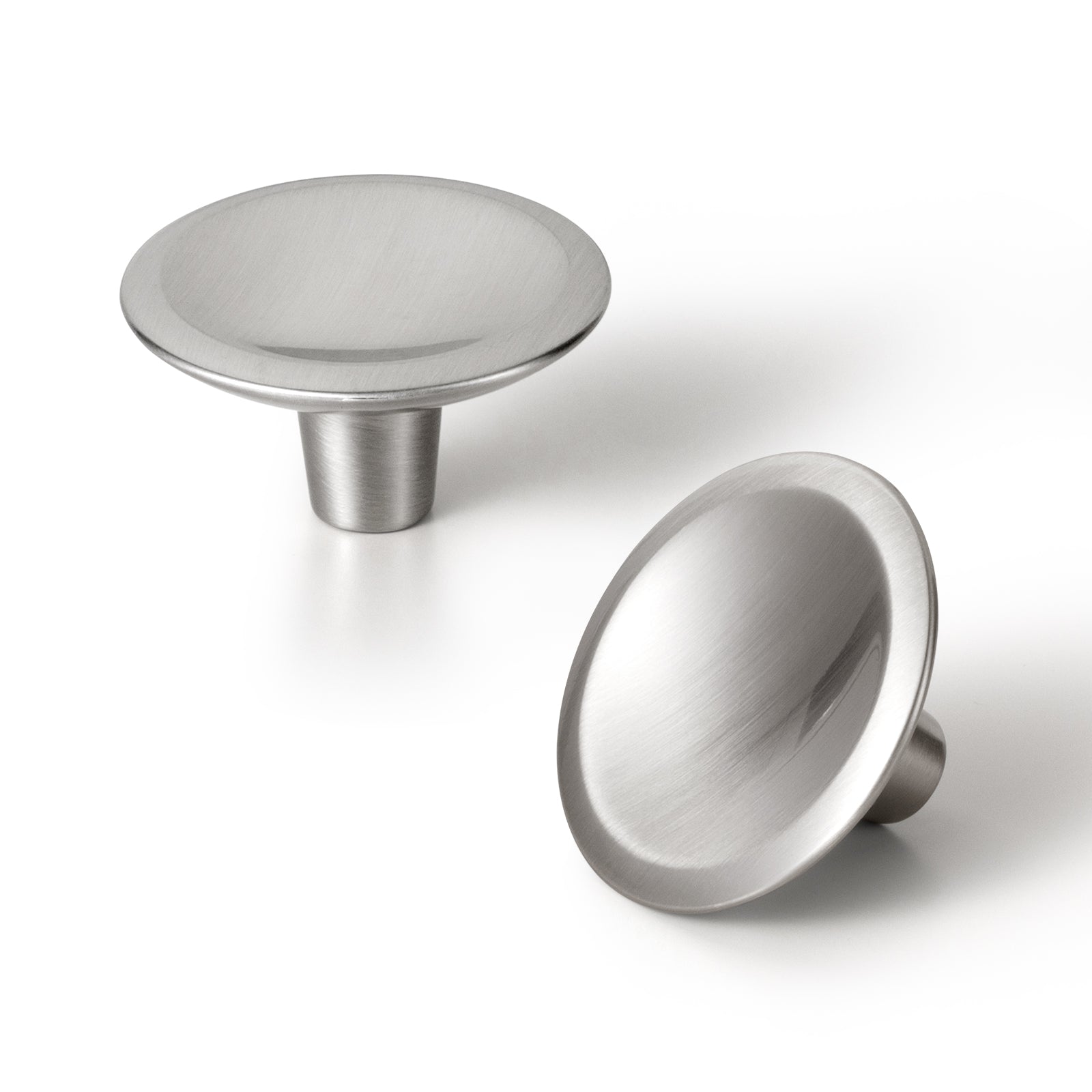 Goo-Ki Satin Nickel / Knob Plus / 6 Pack Round Vintage Cabinet Knobs Concave Design with Tapered Base Kitchen Drawer Hardware