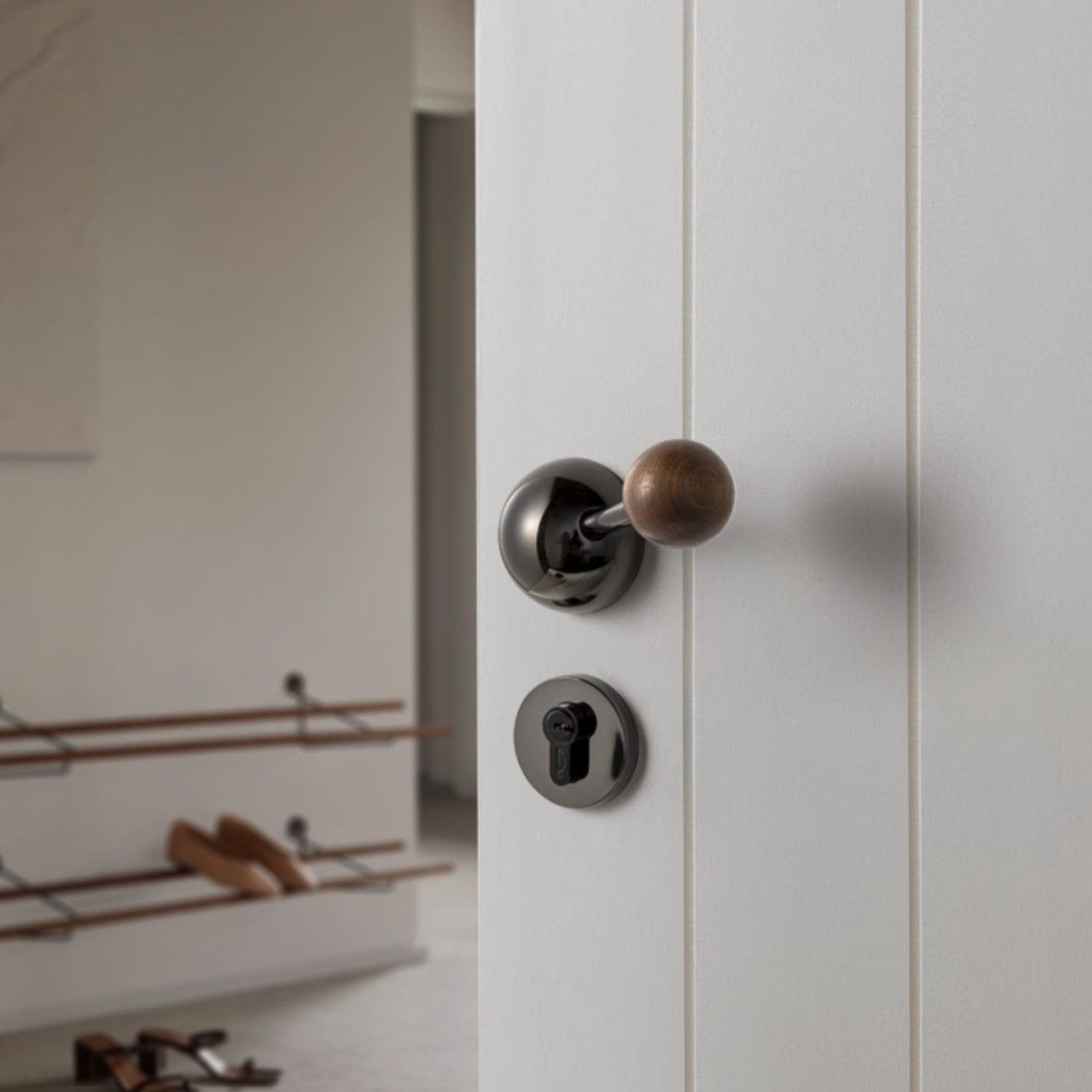 Goo-Ki Semicircle Black Walnut Door Lock American Style Interior Bedroom Door Lock