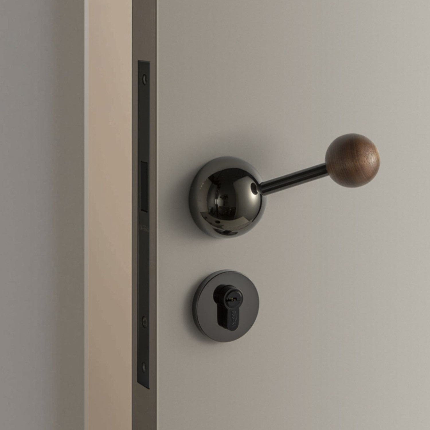 Goo-Ki Semicircle Black Walnut Door Lock American Style Interior Bedroom Door Lock