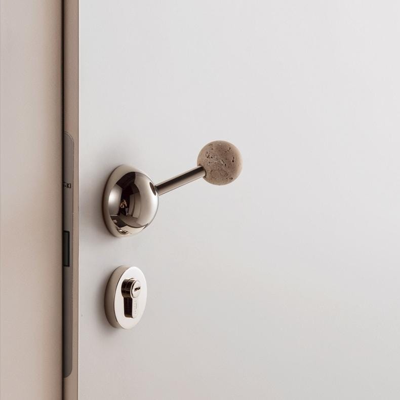 Goo-Ki Semicircle Travertine Door Lock American Style Titanium Silver Interior Bedroom Door Lock