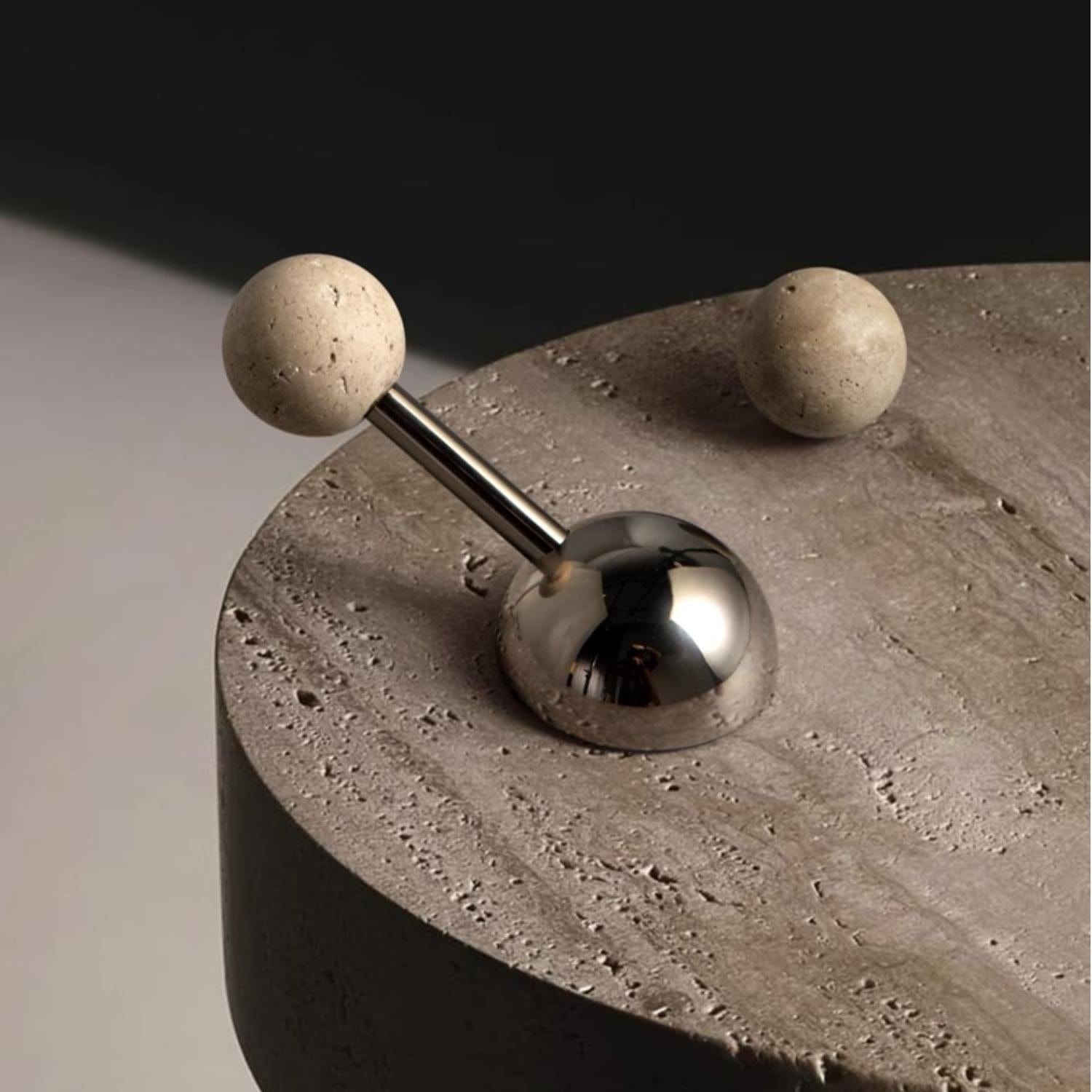 Goo-Ki Semicircle Travertine Door Lock American Style Titanium Silver Interior Bedroom Door Lock