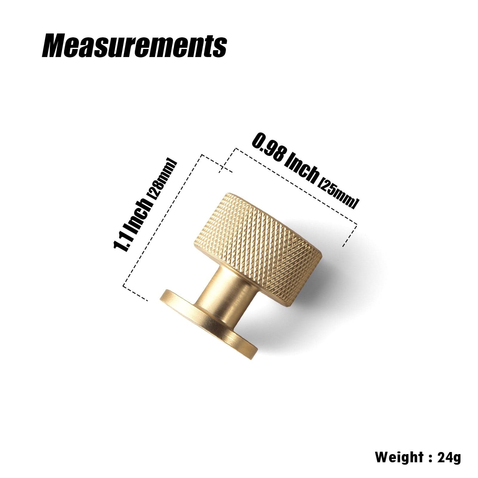 Goo-Ki Single Hole Knurled Decorations Cabinet Large Knob Hardware for Bedroom Kitchen