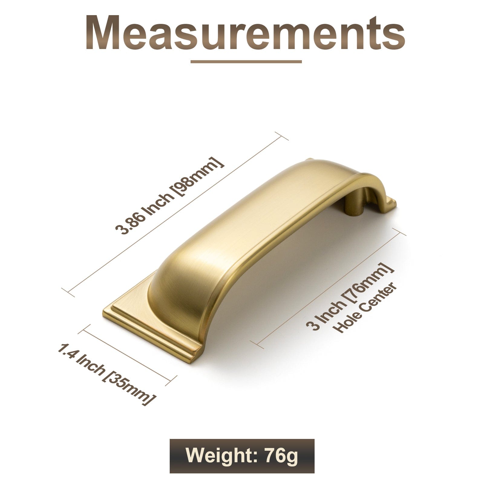 Goo-Ki Sleek Curved Retro Cup Pulls Unique Arc - Shaped Drawer Handles Kitchen Hardware