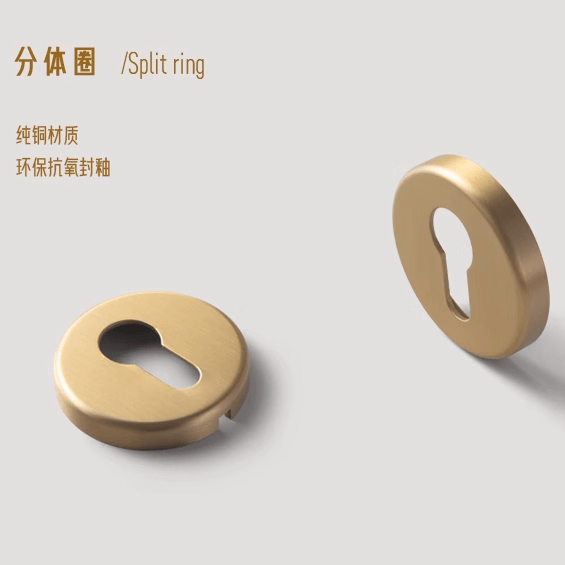 Goo-Ki Soild Brass Mute Door Lock Black Walnut Door Lock Handle Anti-theft Gate Lock