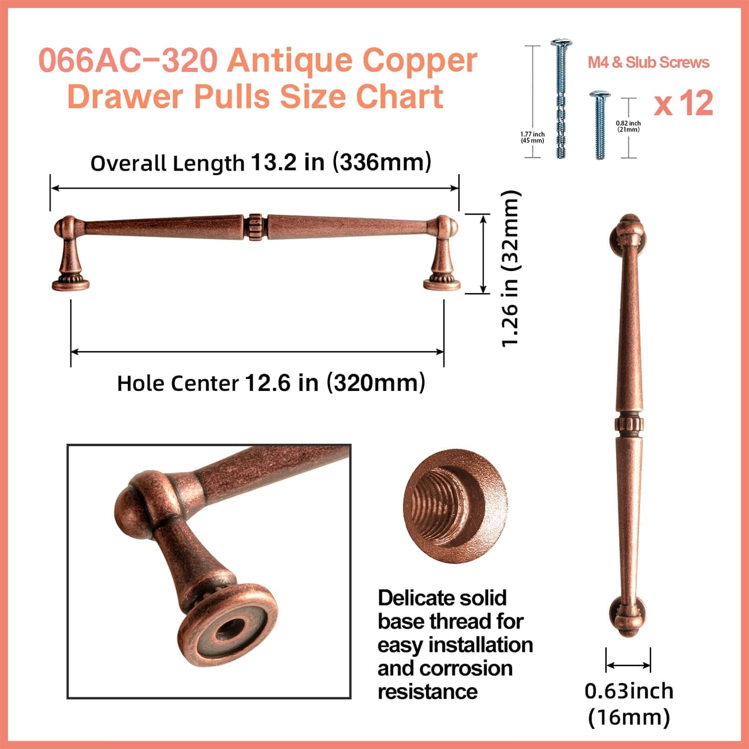 Goo-Ki Solid Ancient Vintage Retro Bar Pull for Cupboard Dresser Bathroom