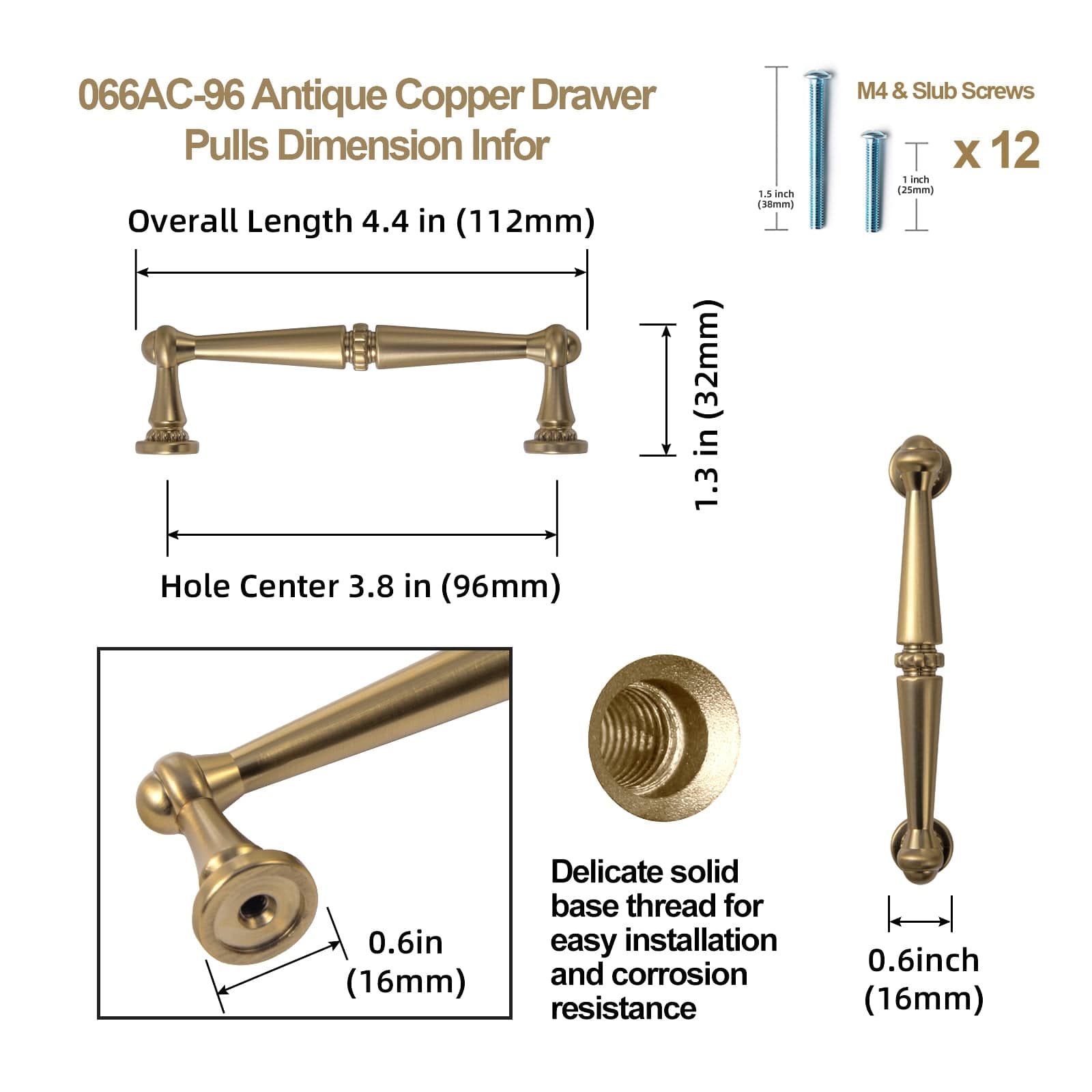 Goo-Ki Solid Ancient Vintage Retro Bar Pull for Cupboard Dresser Bathroom