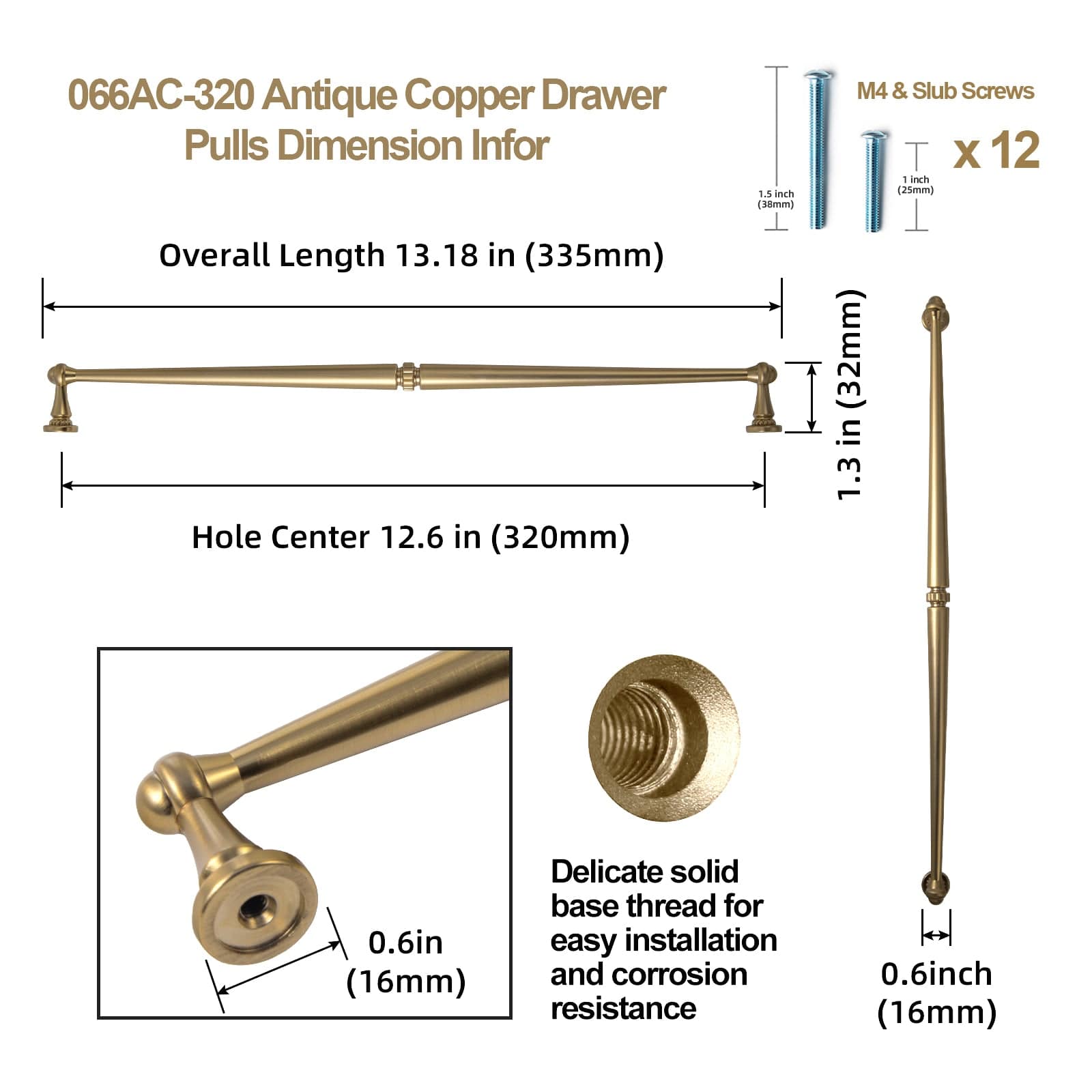 Goo-Ki Solid Ancient Vintage Retro Bar Pull for Cupboard Dresser Bathroom