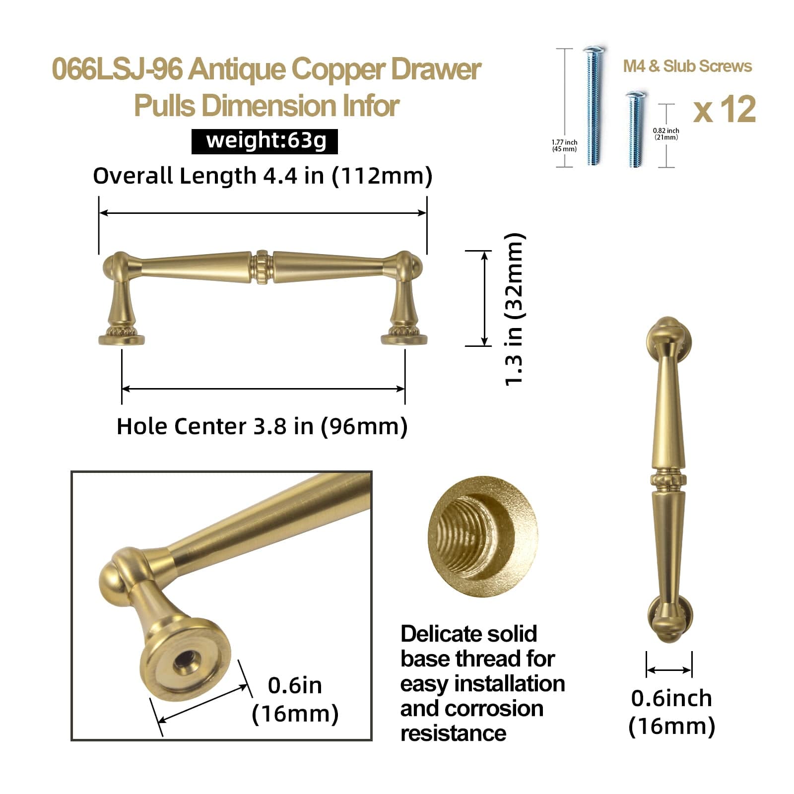 Goo-Ki Solid Ancient Vintage Retro Bar Pull for Cupboard Dresser Bathroom
