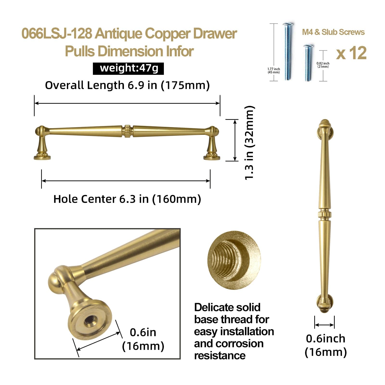 Goo-Ki Solid Ancient Vintage Retro Bar Pull for Cupboard Dresser Bathroom