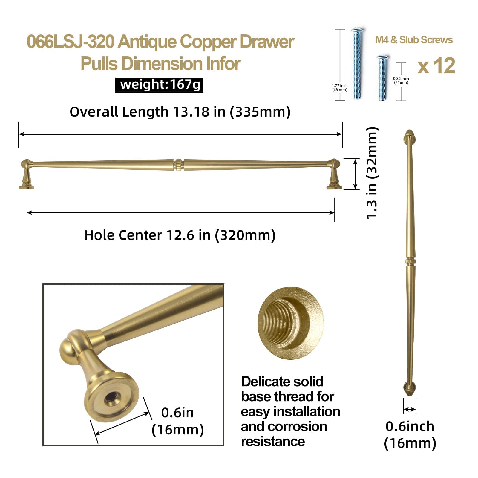 Goo-Ki Solid Ancient Vintage Retro Bar Pull for Cupboard Dresser Bathroom