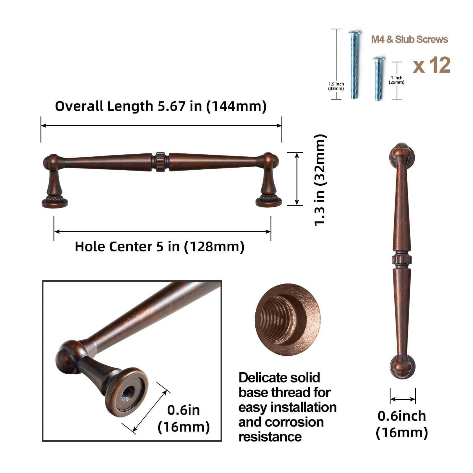 Goo-Ki Solid Ancient Vintage Retro Bar Pull for Cupboard Dresser Bathroom