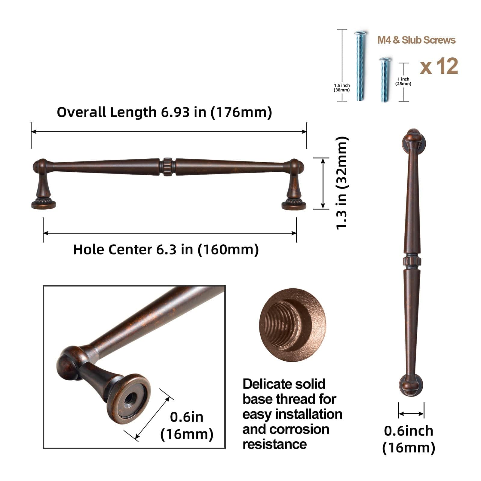 Goo-Ki Solid Ancient Vintage Retro Bar Pull for Cupboard Dresser Bathroom