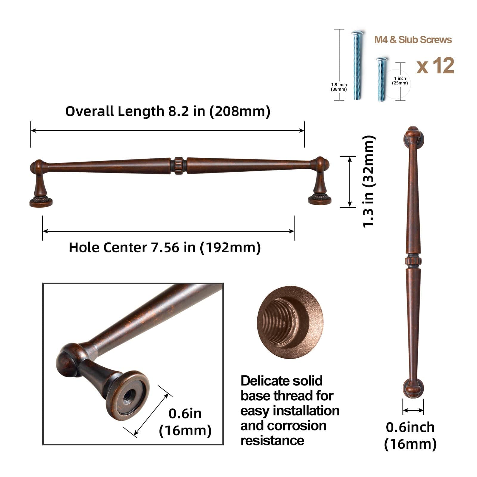 Goo-Ki Solid Ancient Vintage Retro Bar Pull for Cupboard Dresser Bathroom