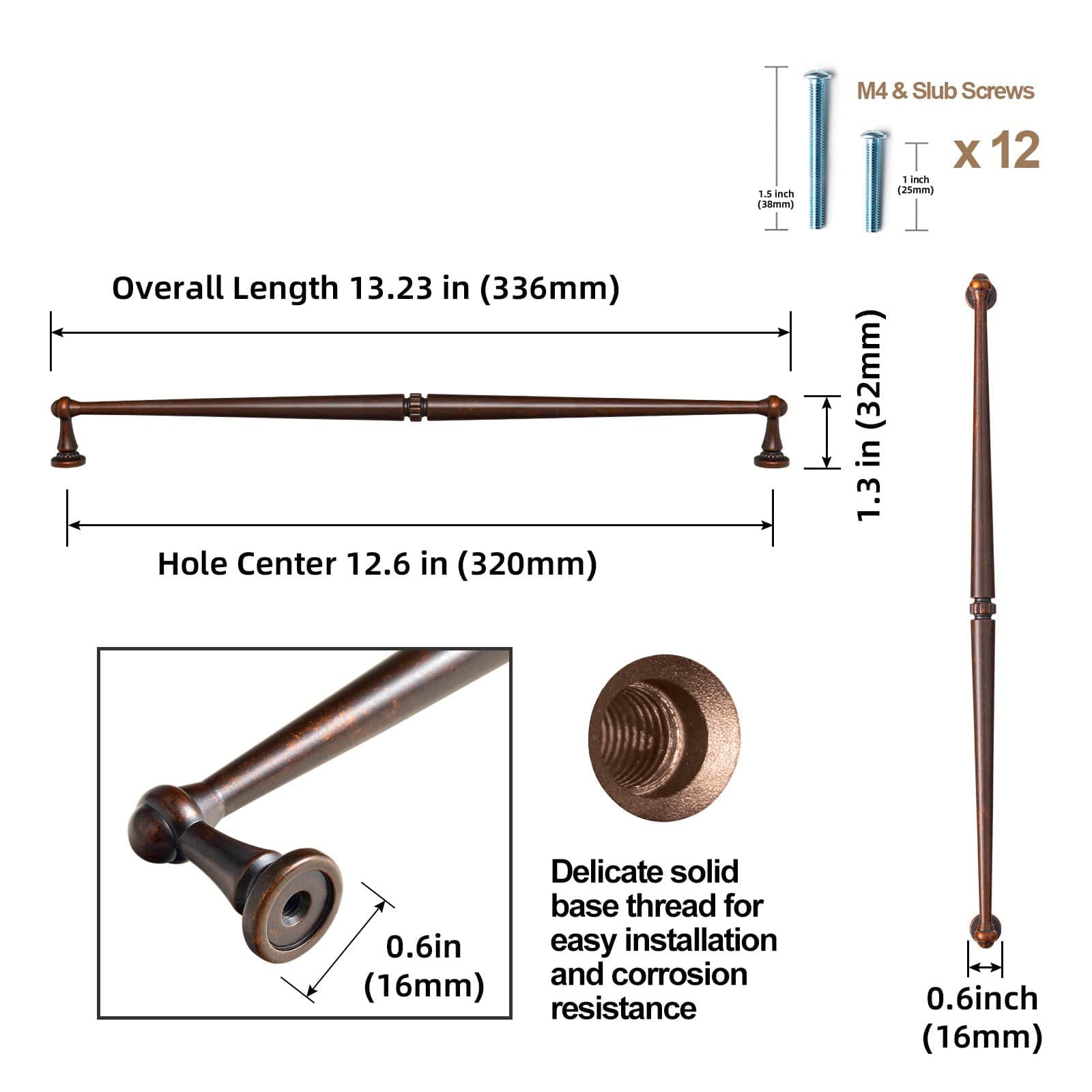 Goo-Ki Solid Ancient Vintage Retro Bar Pull for Cupboard Dresser Bathroom