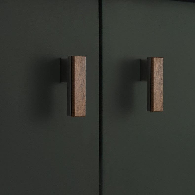Goo-Ki Solid Wood Cabinet Handle Black Walnut Wardrobe Cupboard Pull