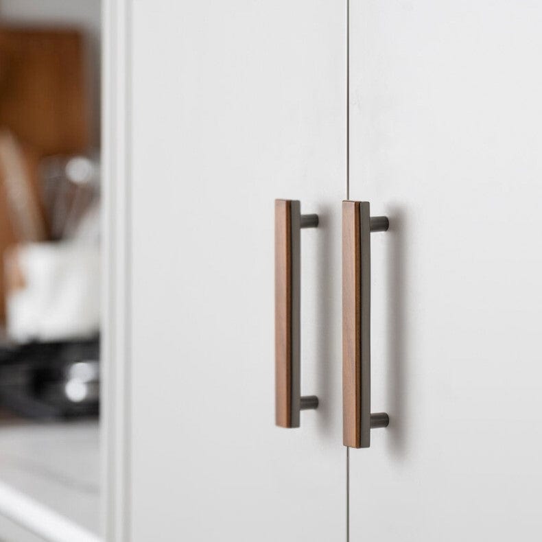 Goo-Ki Solid Wood Cabinet Handle Black Walnut Wardrobe Cupboard Pull