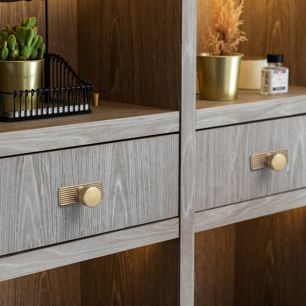 Goo-Ki Striped Cabinet Pull Retro Brass Cabinet Handles Knobs with Back Plate