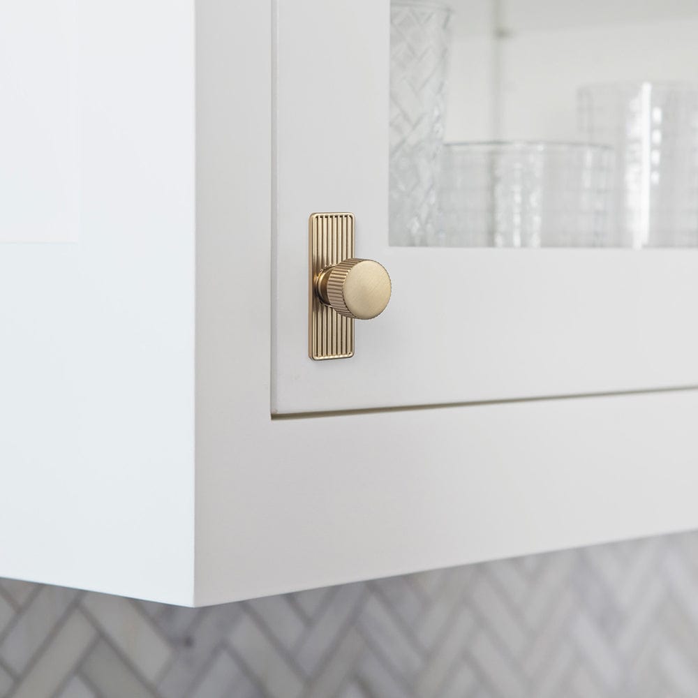 Goo-Ki Striped Cabinet Pull Retro Brass Cabinet Handles Knobs with Back Plate