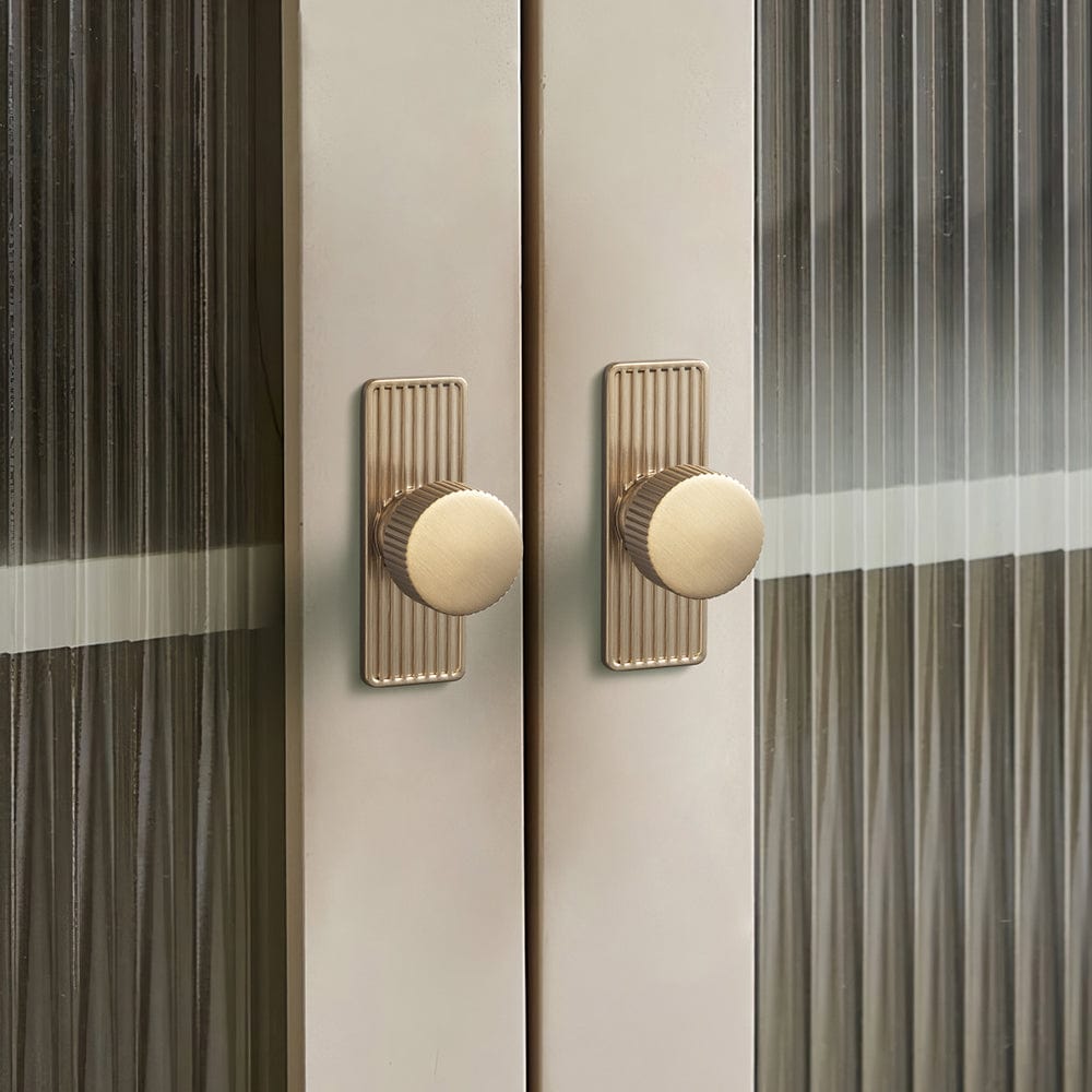 Goo-Ki Striped Cabinet Pull Retro Brass Cabinet Handles Knobs with Back Plate