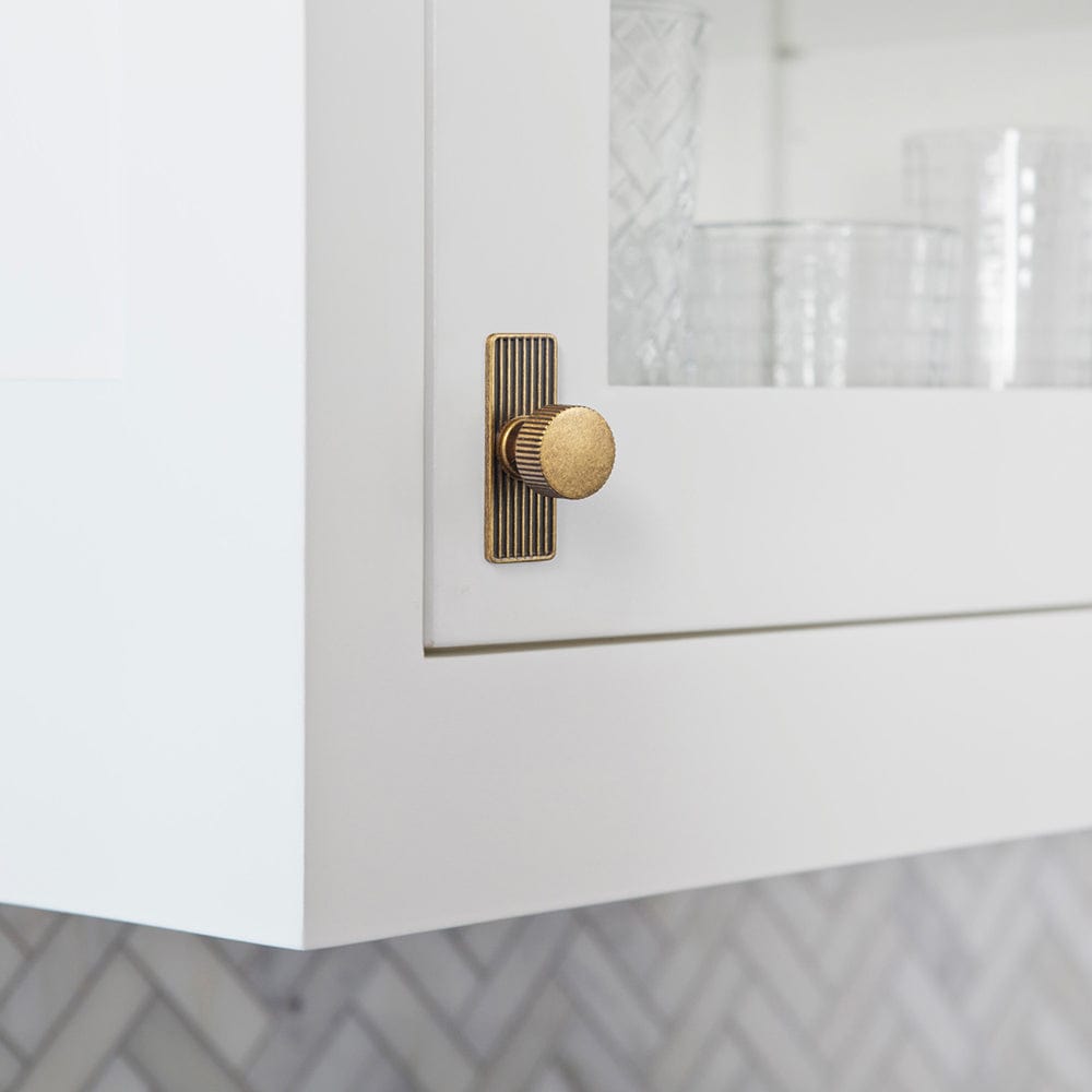 Goo-Ki Striped Cabinet Pull Retro Brass Cabinet Handles Knobs with Back Plate