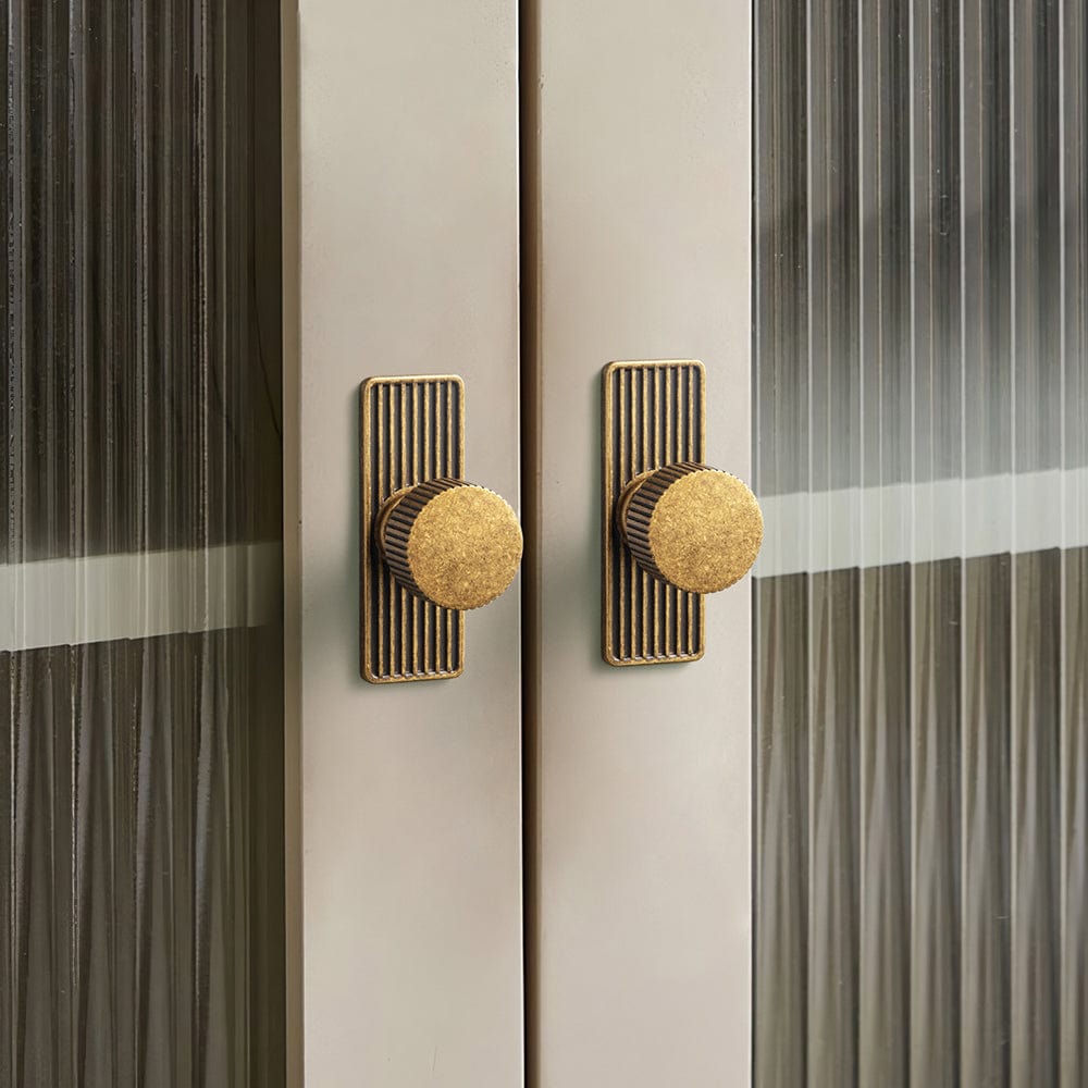 Goo-Ki Striped Cabinet Pull Retro Brass Cabinet Handles Knobs with Back Plate