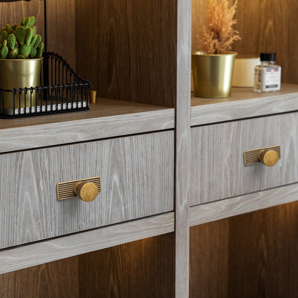 Goo-Ki Striped Cabinet Pull Retro Brass Cabinet Handles Knobs with Back Plate