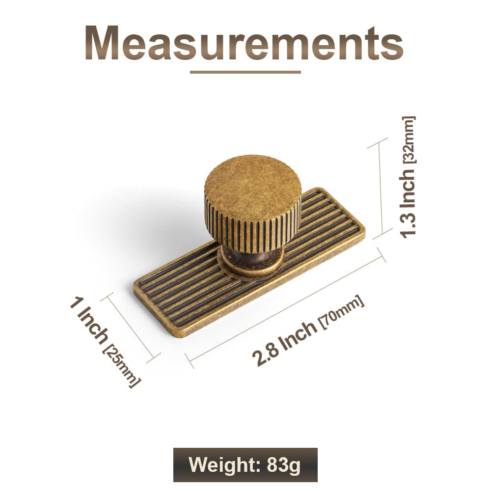 Goo-Ki Striped Cabinet Pull Retro Brass Cabinet Handles Knobs with Back Plate