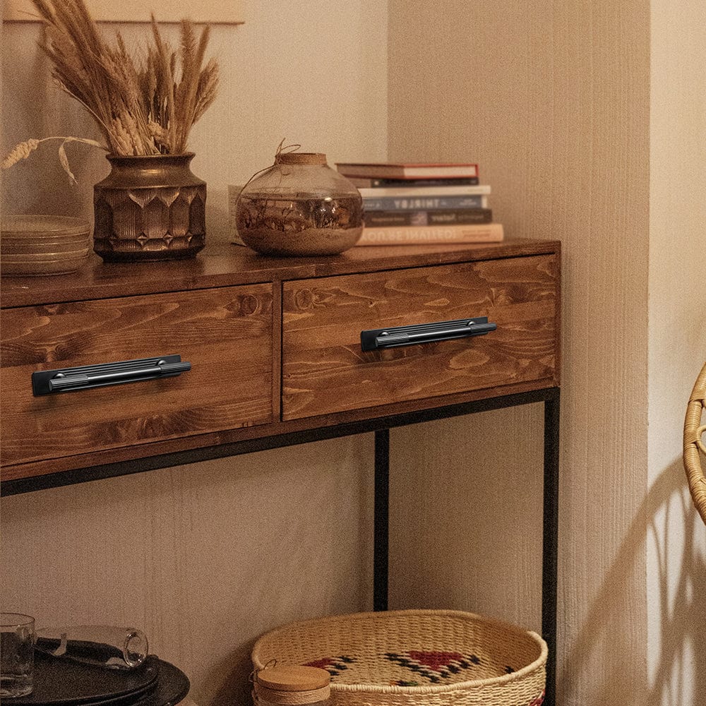 Goo-Ki Striped Cabinet Pull Retro Brass Cabinet Handles Knobs with Back Plate