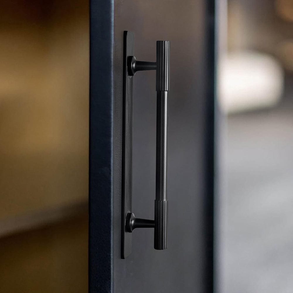 Goo-Ki Striped Cabinet Pull Retro Brass Cabinet Handles Knobs with Back Plate