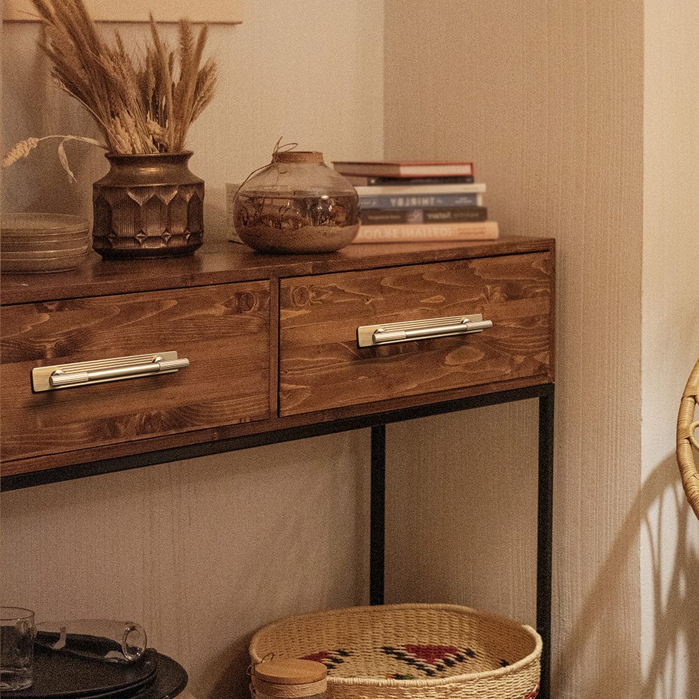 Goo-Ki Striped Cabinet Pull Retro Brass Cabinet Handles Knobs with Back Plate