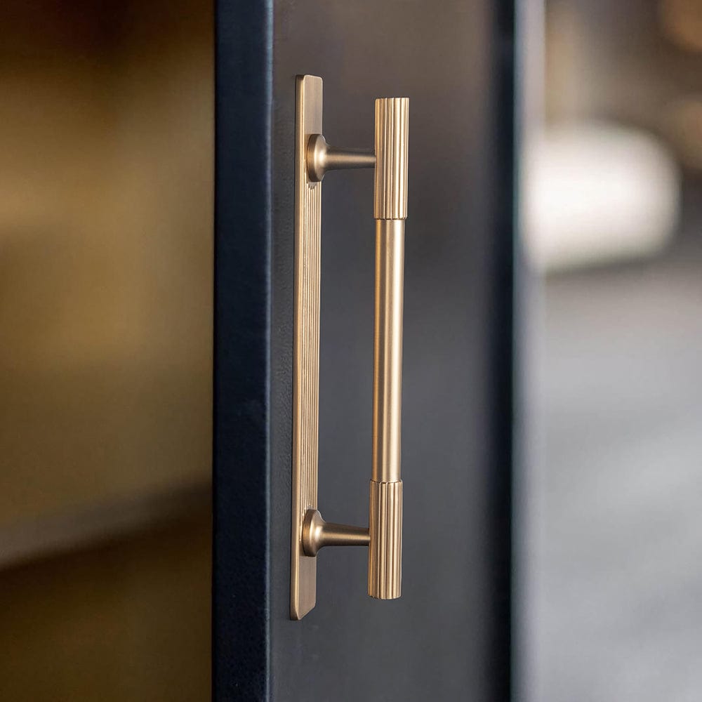 Goo-Ki Striped Cabinet Pull Retro Brass Cabinet Handles Knobs with Back Plate