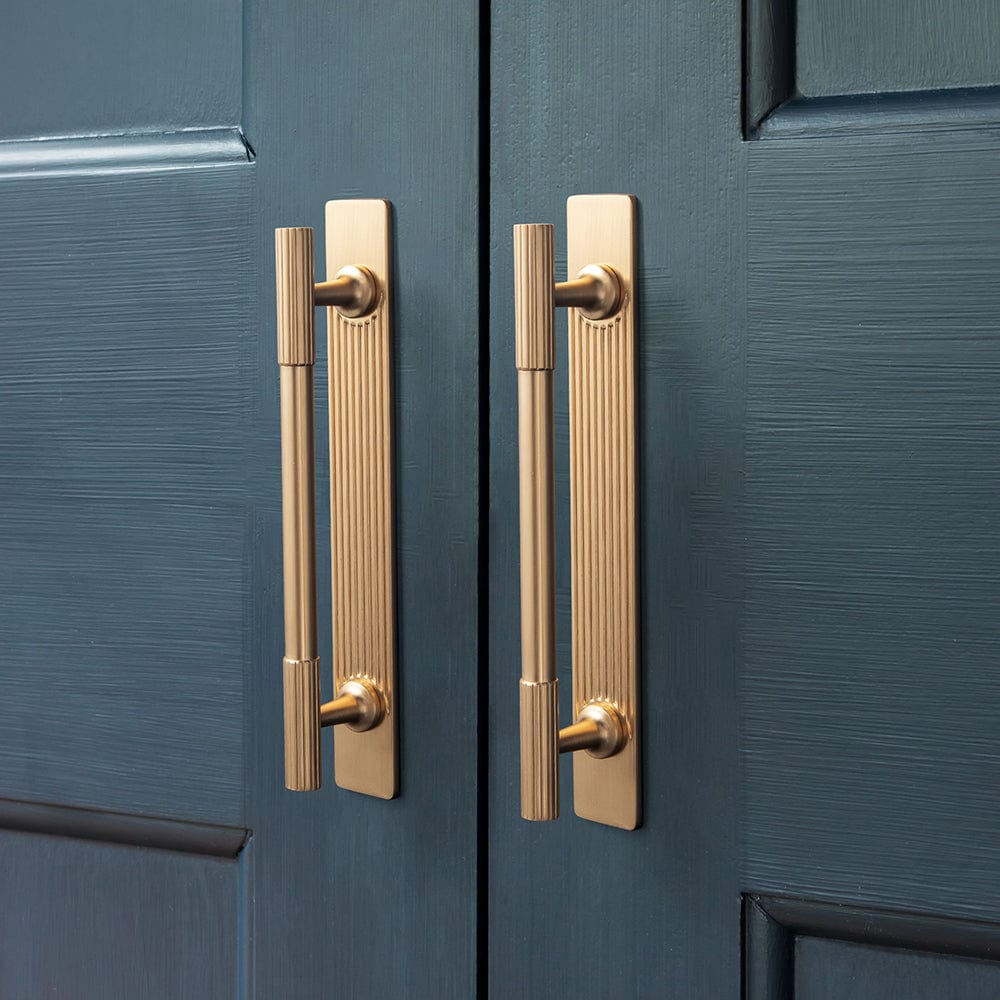 Goo-Ki Striped Cabinet Pull Retro Brass Cabinet Handles Knobs with Back Plate