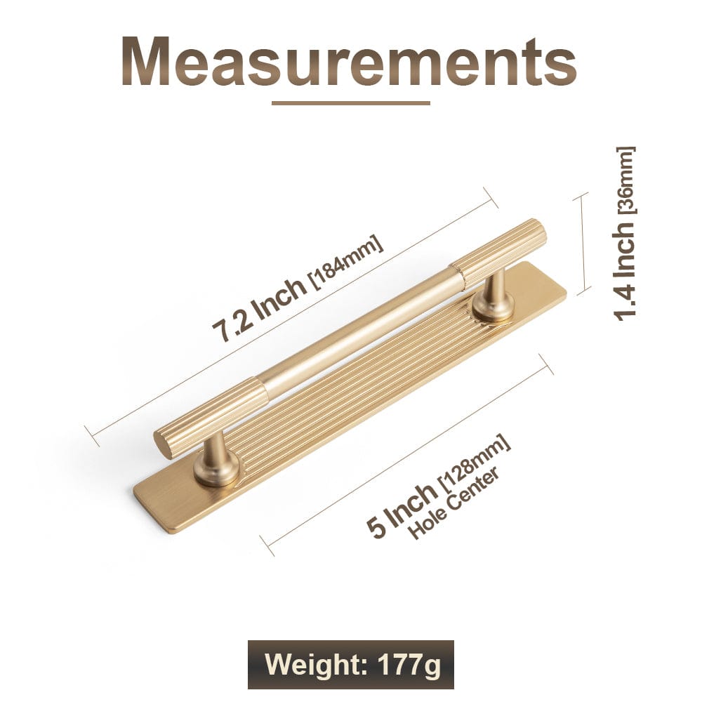 Goo-Ki Striped Cabinet Pull Retro Brass Cabinet Handles Knobs with Back Plate