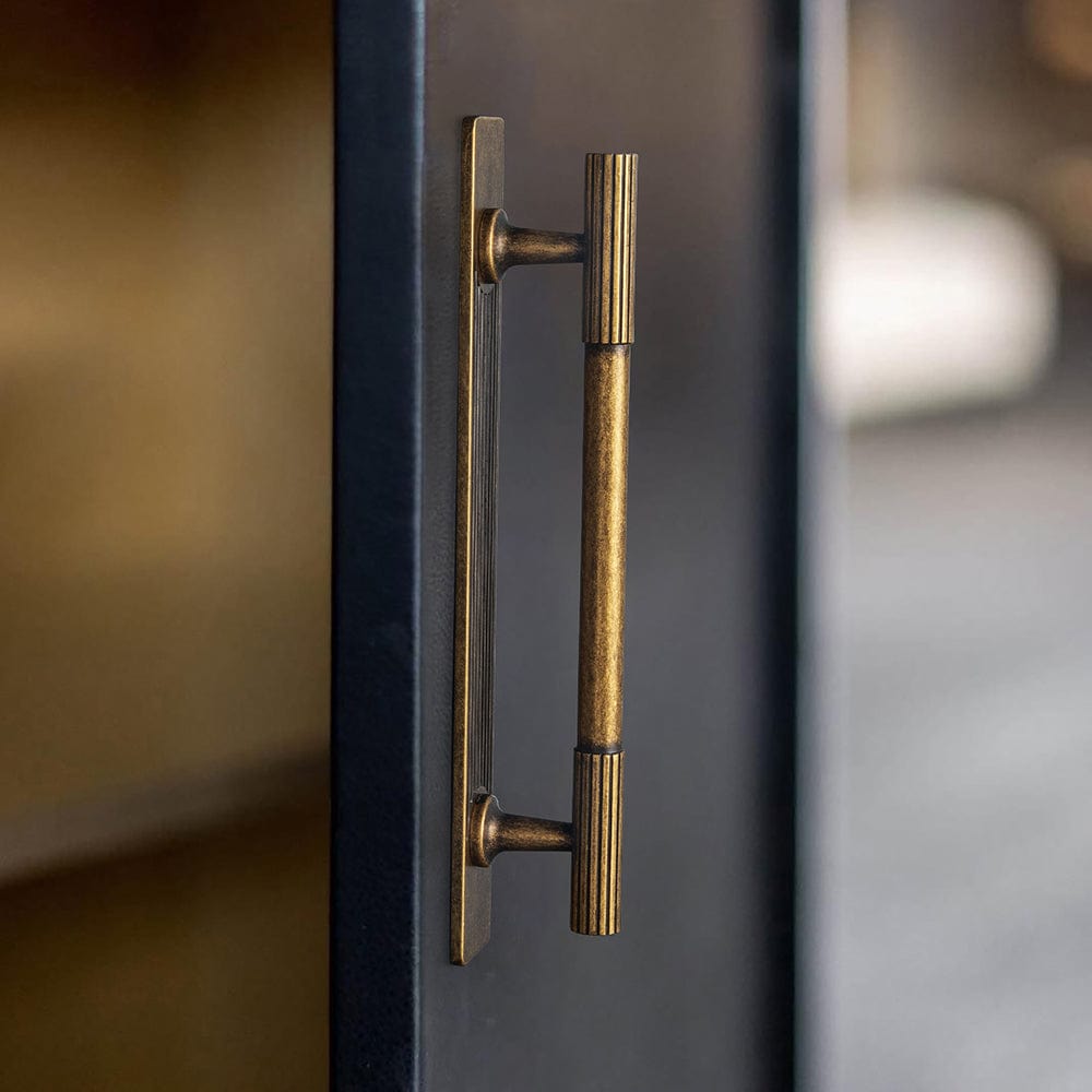 Goo-Ki Striped Cabinet Pull Retro Brass Cabinet Handles Knobs with Back Plate