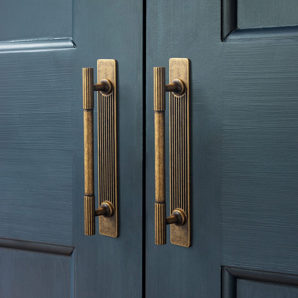 Goo-Ki Striped Cabinet Pull Retro Brass Cabinet Handles Knobs with Back Plate