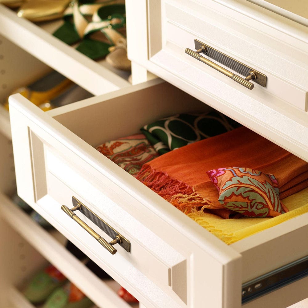 Goo-Ki Striped Cabinet Pull Retro Brass Cabinet Handles Knobs with Back Plate