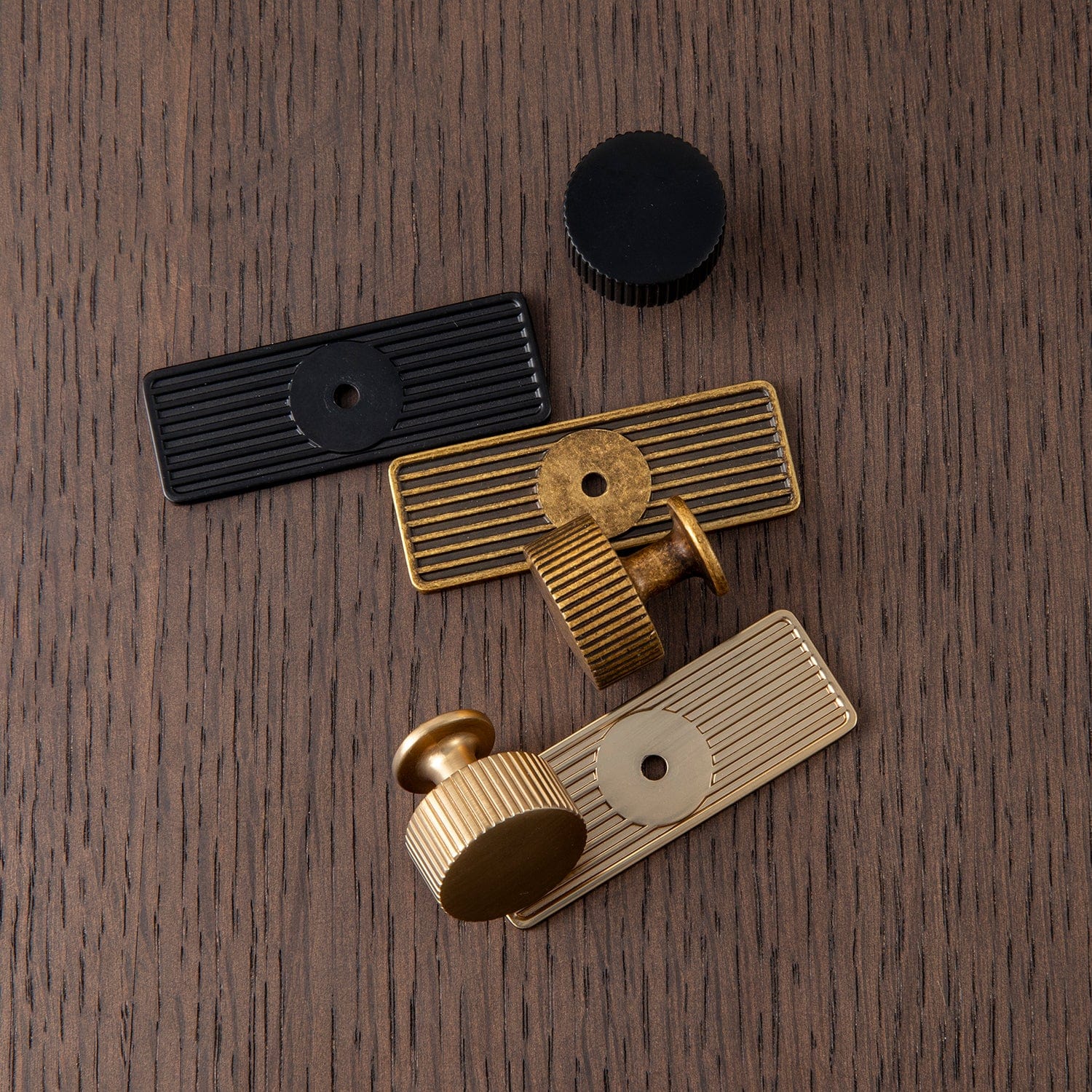 Goo-Ki Striped Cabinet Pull Retro Brass Cabinet Handles Knobs with Back Plate
