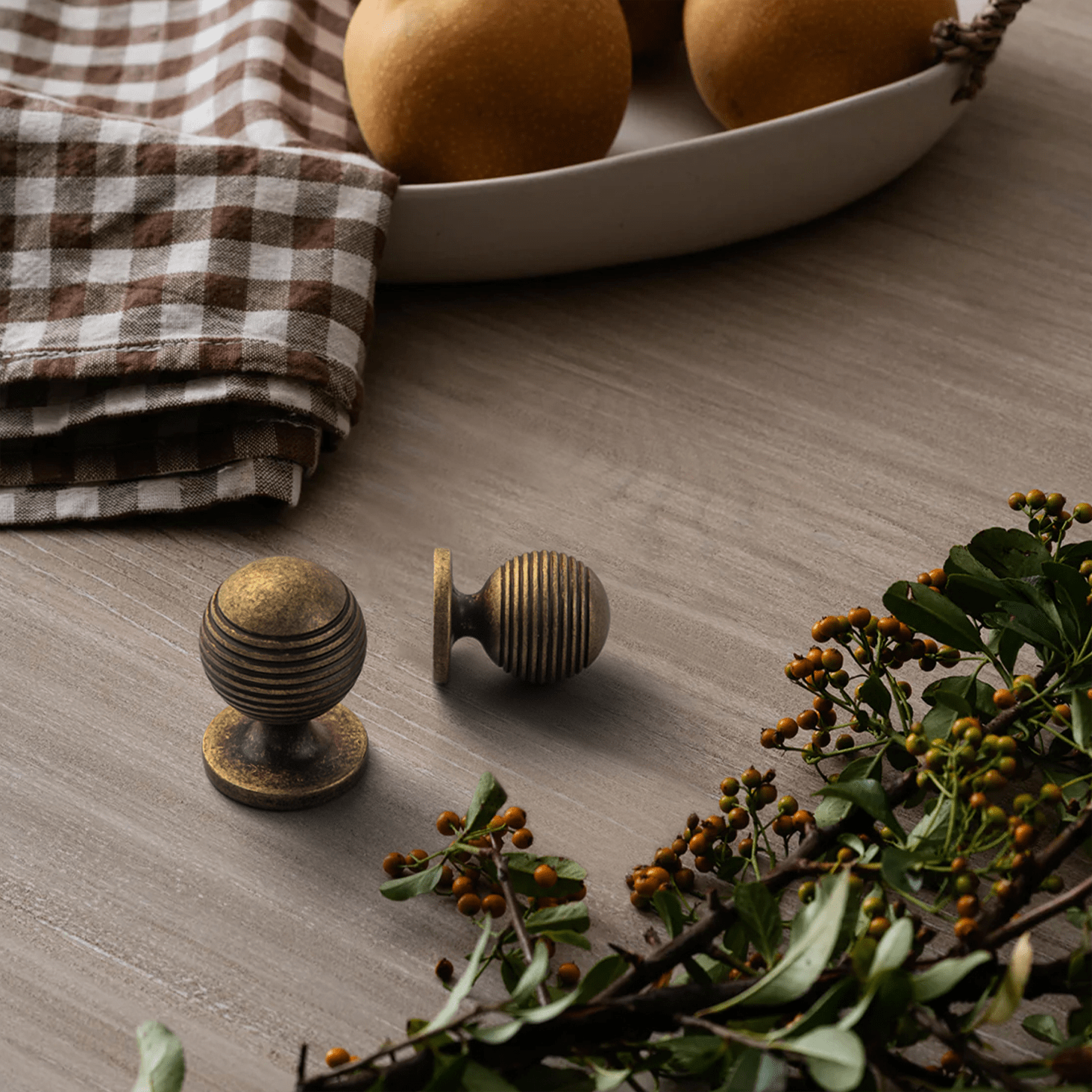 Goo-Ki Striped Pattern Retro Bronze Knob Vintage Round Cabinet Knob