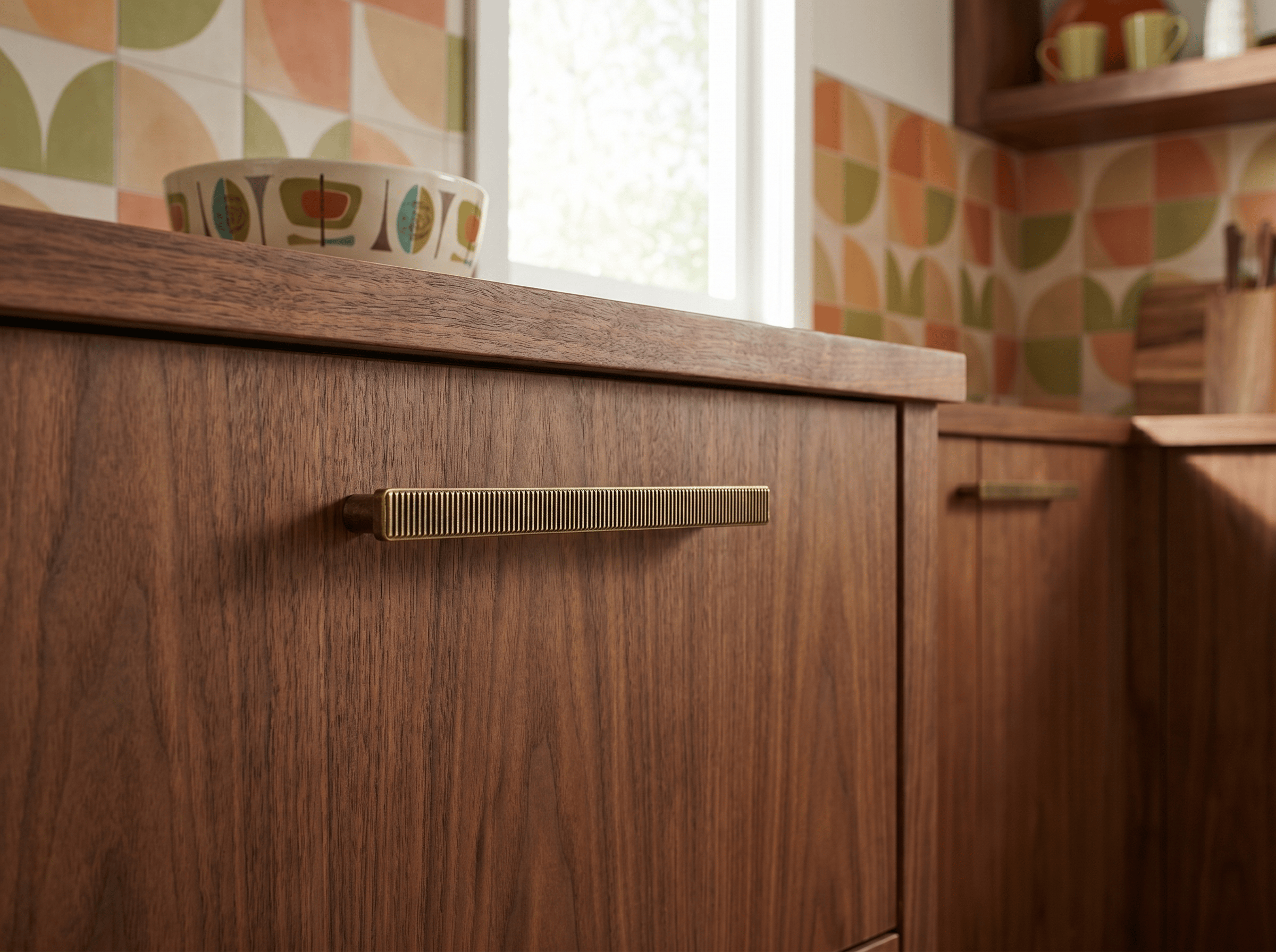 Goo-Ki Striped Vintage Cabinet Handles Antique Brass Cabinet Pull Knob Hardware for Kitchen
