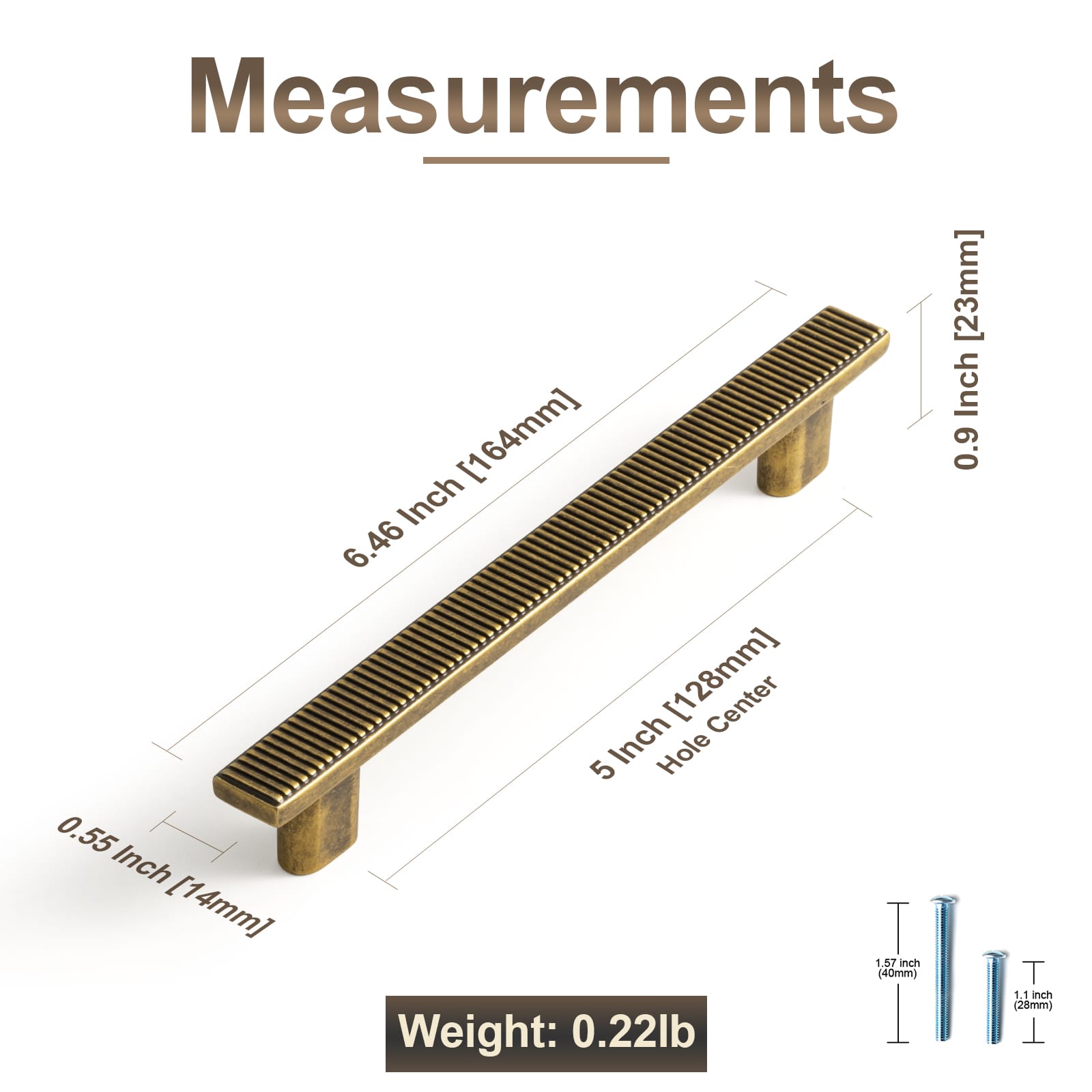 Goo-Ki Striped Vintage Cabinet Handles Antique Brass Cabinet Pull Knob Hardware for Kitchen