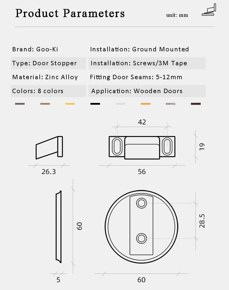 Goo-Ki Strong Windproof Door Suction Invisible Zinc Alloy Door Stopper