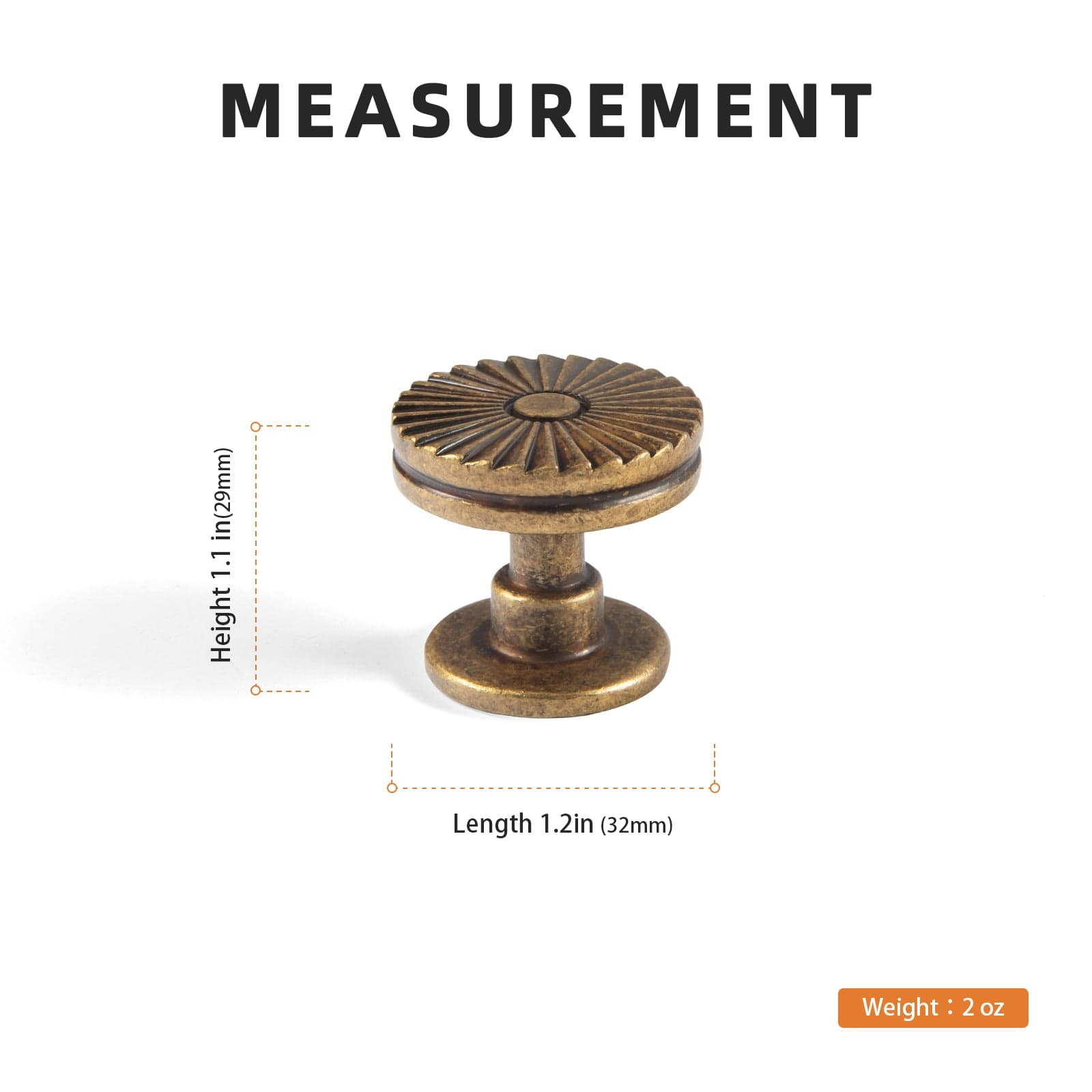 Goo-Ki Sunburst - Shaped Vintage Brass Cabinet Knobs for Distinctive Style