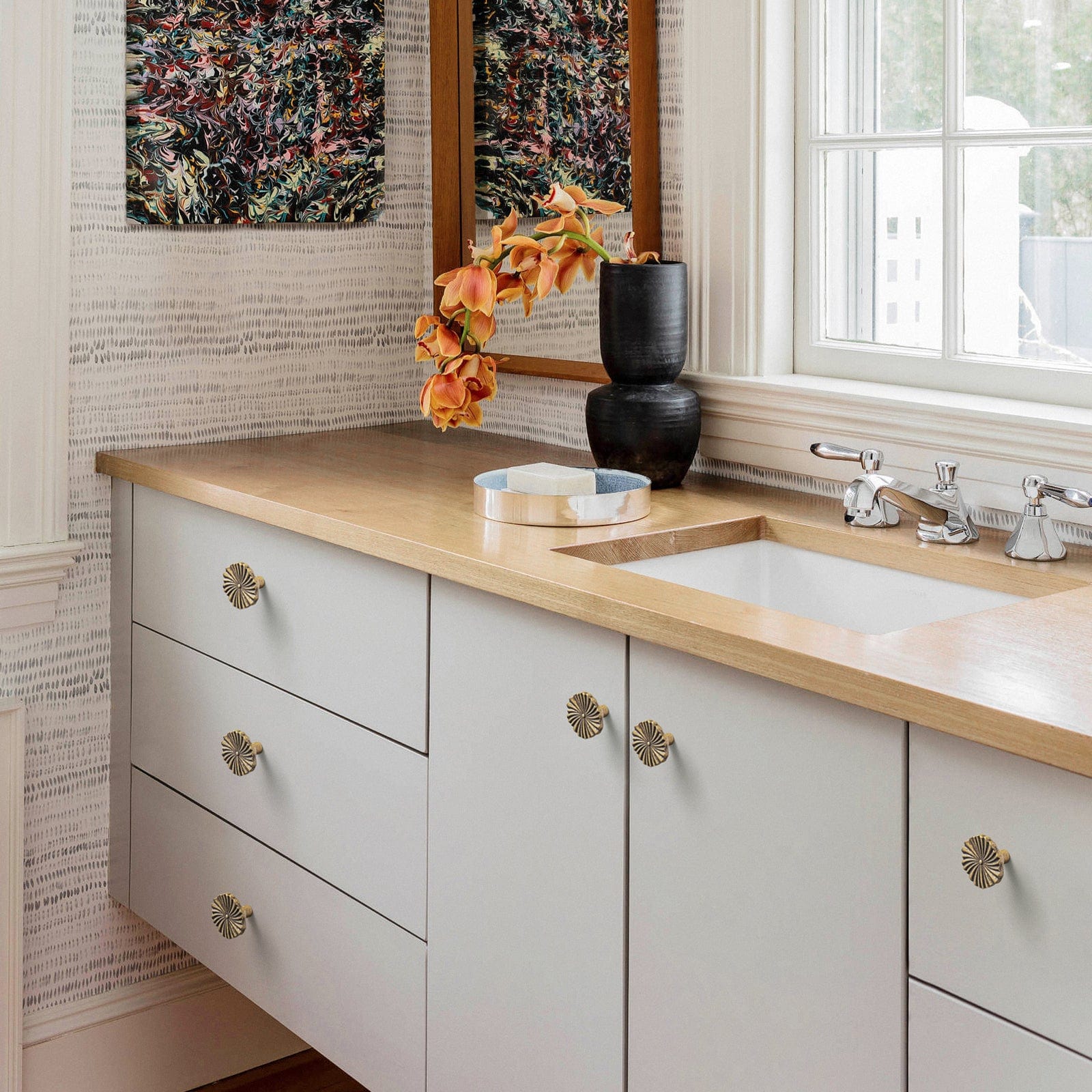 Goo-Ki Sunburst Zinc Alloy Drawer Knobs with Flower Design Ornate Sun-Ray Design Cabinet Hardware