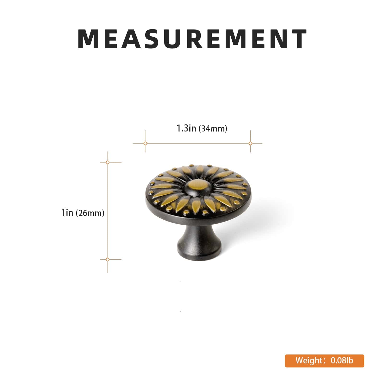 Goo-Ki Sunflower Floral Embossed Cabinet Knobs Assorted Distressed Zinc Alloy Furniture Hardware