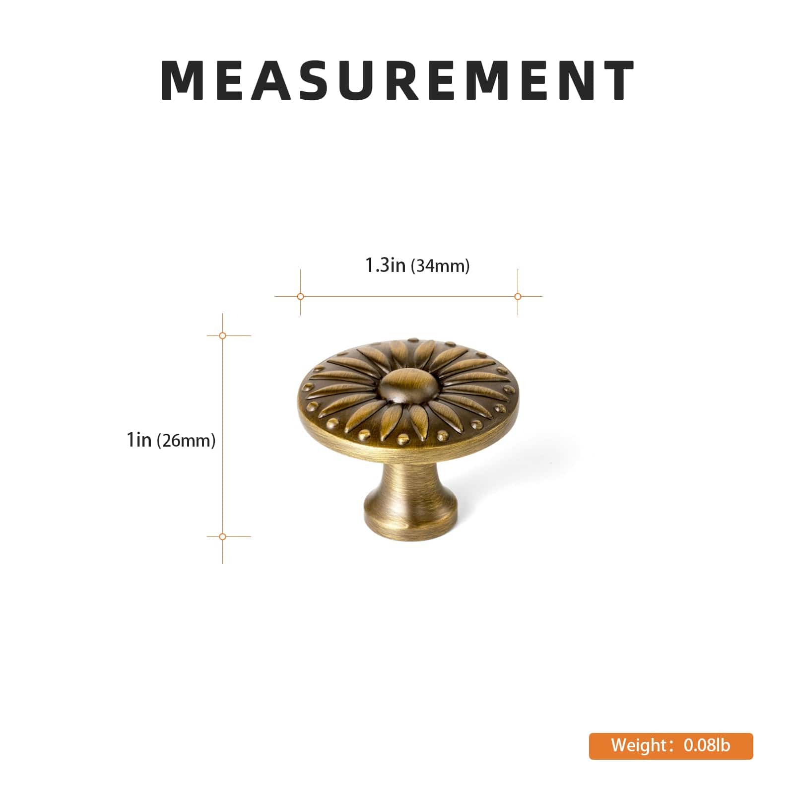 Goo-Ki Sunflower Floral Embossed Cabinet Knobs Assorted Distressed Zinc Alloy Furniture Hardware