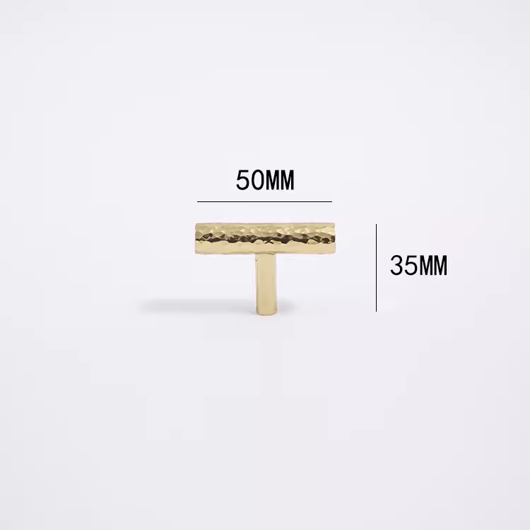 Goo-Ki T Knob / 2 Pack Light Luxury Hammerline Brass Pulls Drawer Furniture Long Handle