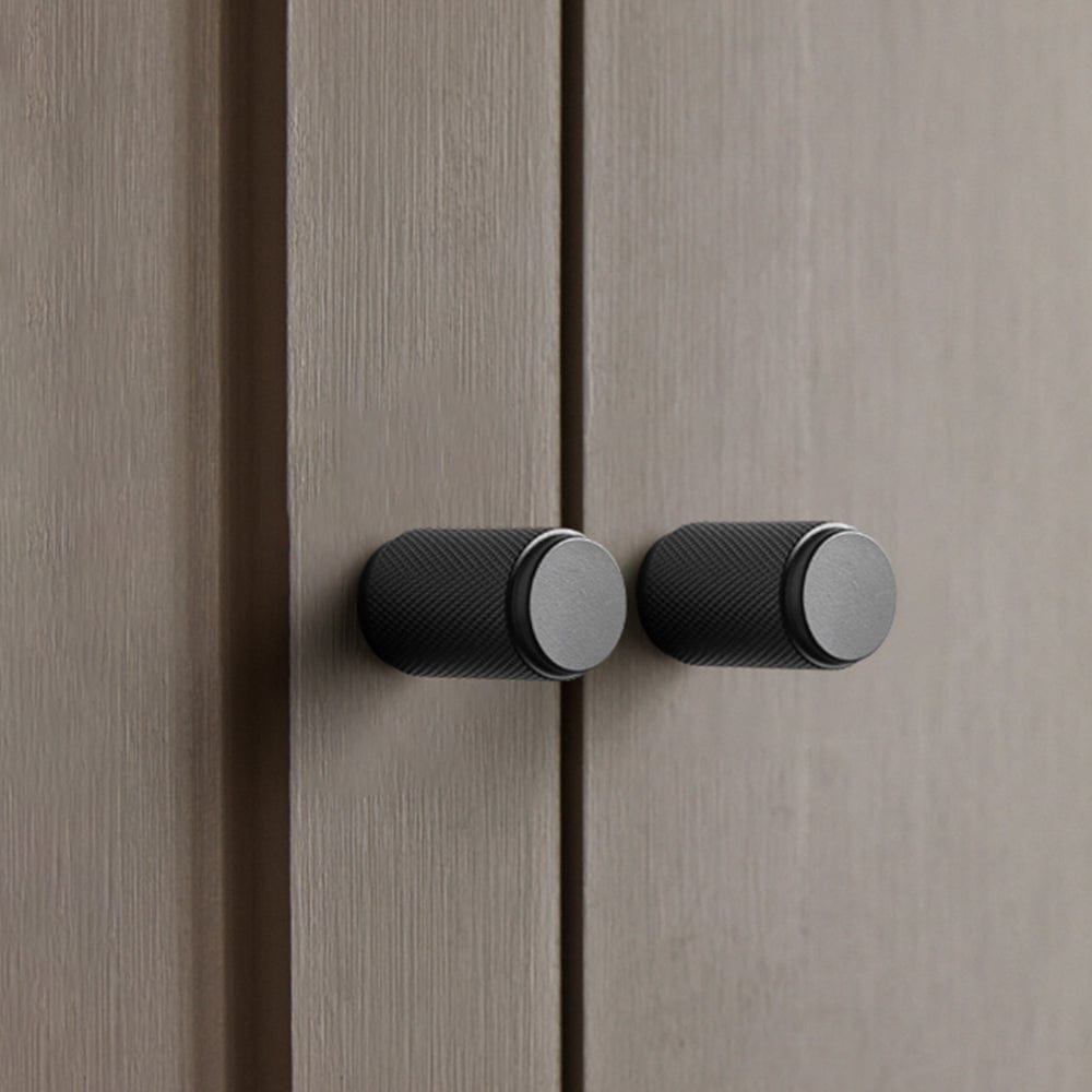 Goo-Ki Textured Cylindrical Retro Brass Pull Knobs Decorative Knurled Aluminum Cabinet Knobs