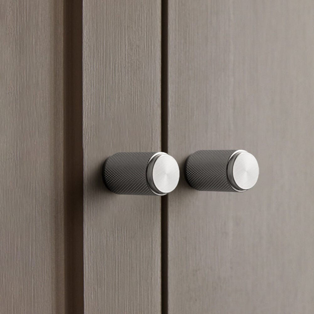 Goo-Ki Textured Cylindrical Retro Brass Pull Knobs Decorative Knurled Aluminum Cabinet Knobs