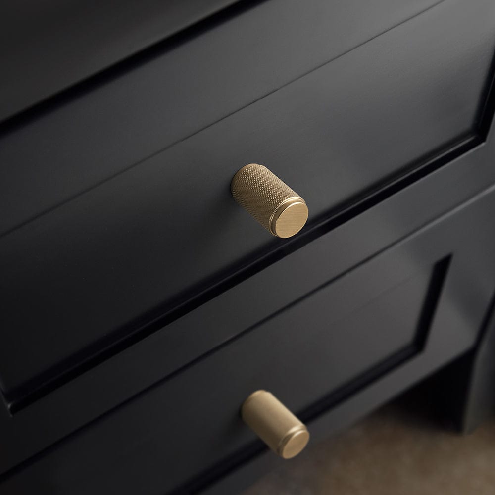 Goo-Ki Textured Cylindrical Retro Brass Pull Knobs Decorative Knurled Aluminum Cabinet Knobs