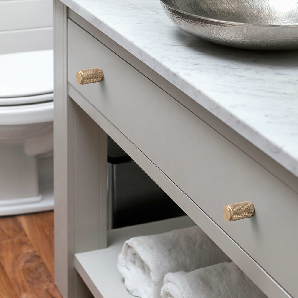 Goo-Ki Textured Cylindrical Retro Brass Pull Knobs Decorative Knurled Aluminum Cabinet Knobs